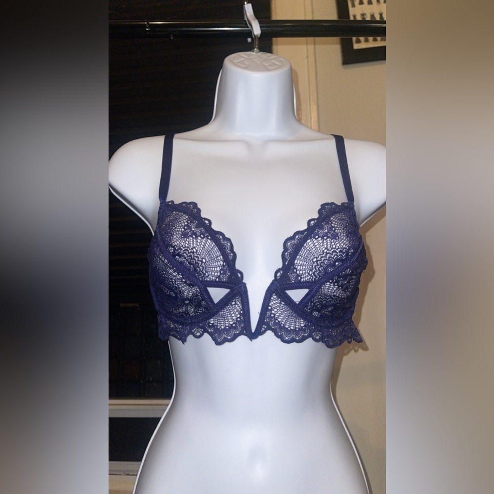 Thistle And Spire Cutout Lace Underwire Bra Navy NWT - Picture 5 of 8